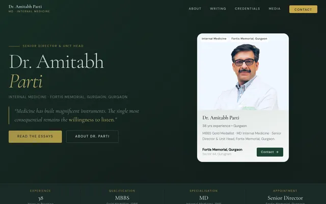 Dr. Amitabh Parti website screenshot