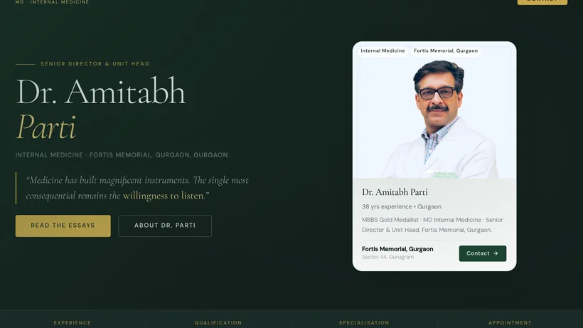 Dr. Amitabh Parti website screenshot