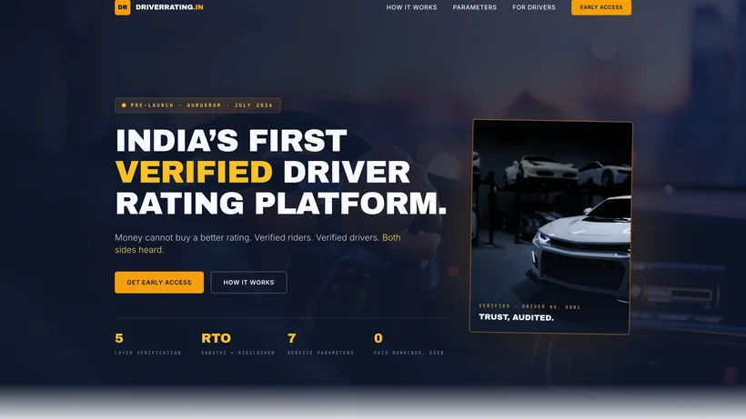 Driver Rating website screenshot